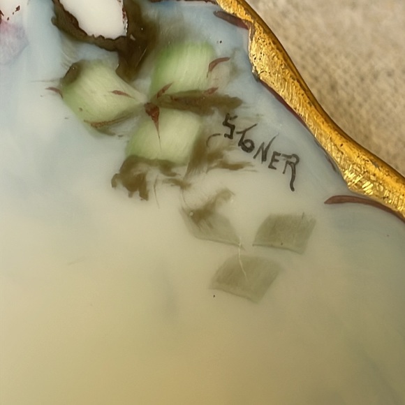 Antique lot of 6 Bavaria porcelain 6” plates gold rim floral design - Picture 6 of 12